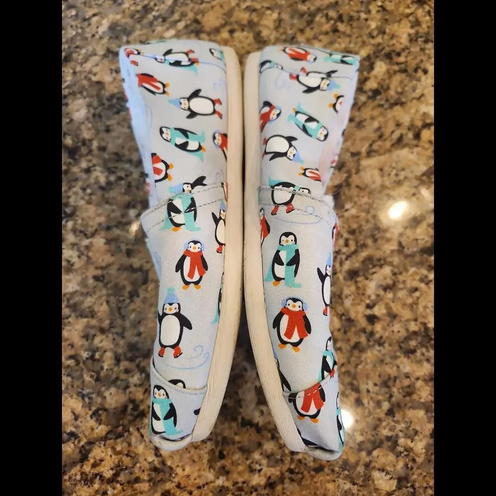Toms Alpargata Glacier Grey Winter Penguins/Faux Fur‎ Women SZ 6.5